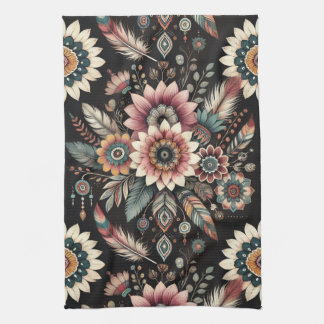 Evening Boho Blooms Tea Towel