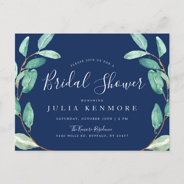 Evening Botanical | Bridal Shower Invite Postcard (Front)
