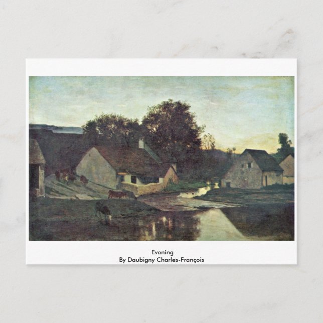 Evening By Daubigny Charles-François Postcard (Front)