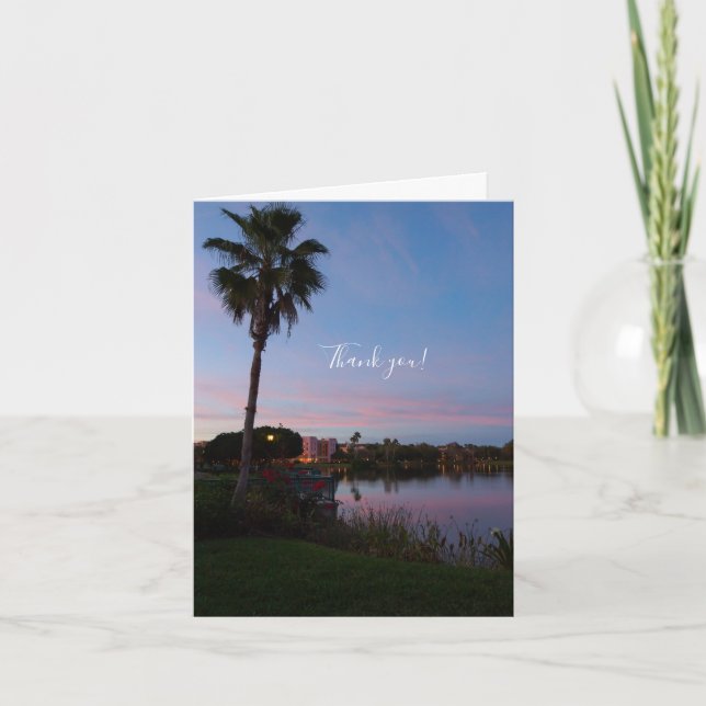 Evening By The Palm Tree Thank You Card (Front)