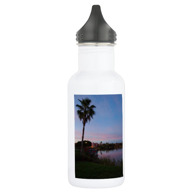 Evening By The Palm Tree Water Bottle (Left)
