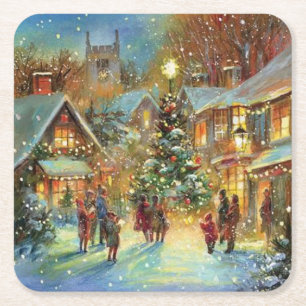 Evening Carol Square Paper Coaster