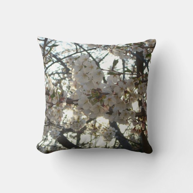 Evening Cherry Blossoms II Spring Sunset Cushion (Front)