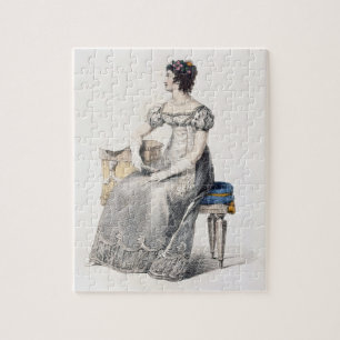 Evening dress, fashion plate from Ackermann's Repo Jigsaw Puzzle