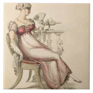 Evening dress or ball gown, fashion plate from Ack Ceramic Tile