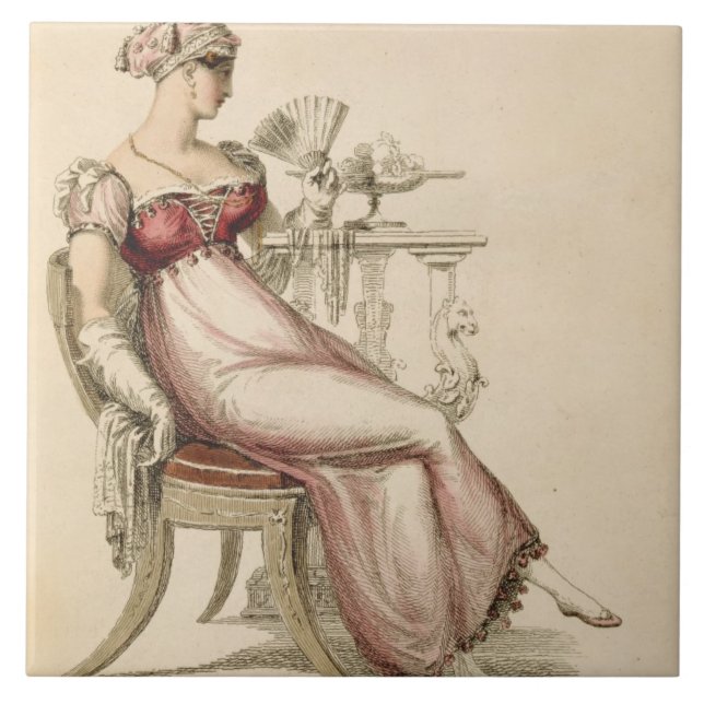 Evening dress or ball gown, fashion plate from Ack Ceramic Tile (Front)