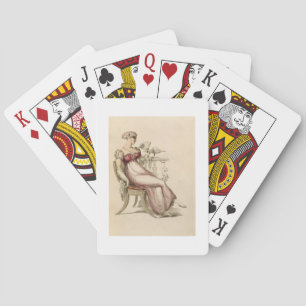 Evening dress or ball gown, fashion plate from Ack Playing Cards