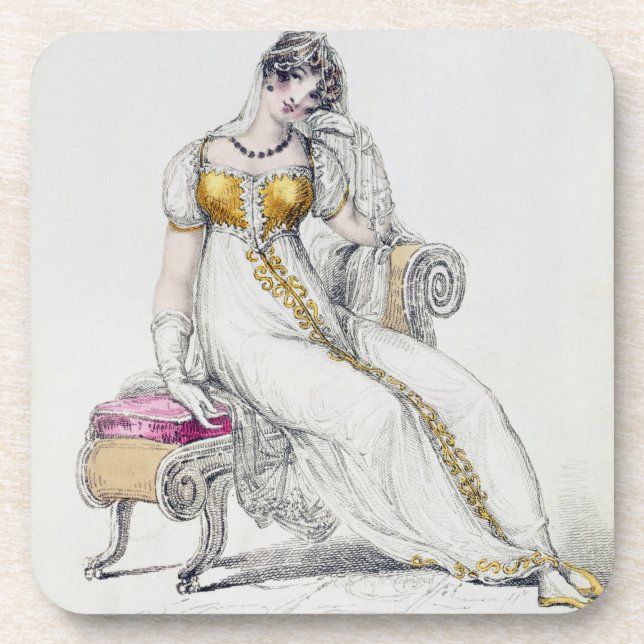 Evening dress or wedding dress, fashion plate from coaster (Front)