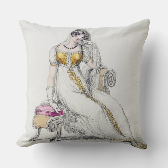 Evening dress or wedding dress, fashion plate from cushion (Front)