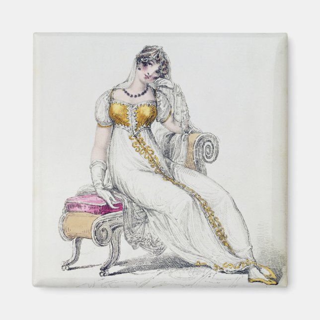 Evening dress or wedding dress, fashion plate from magnet (Front)