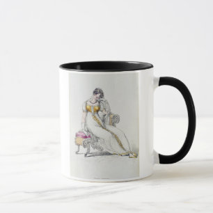 Evening dress or wedding dress, fashion plate from mug