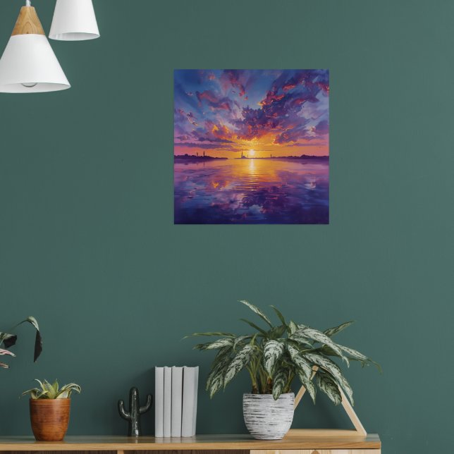 Evening Elegance – Colourful Sunset Over Water Fin Poster (Living Room 1)