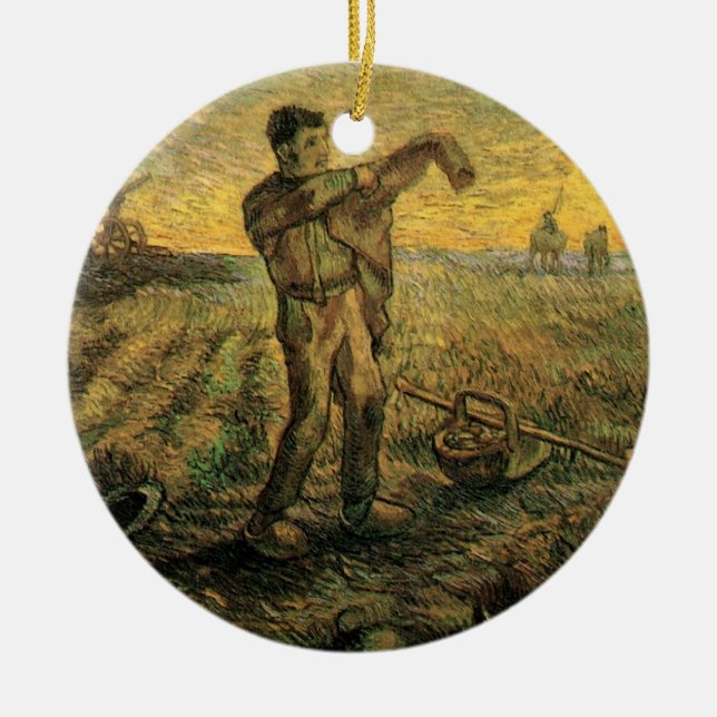 Evening - End of the Day by Vincent van Gogh Ceramic Ornament (Front)