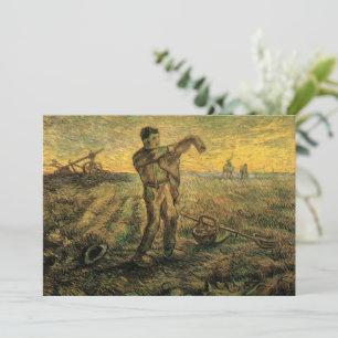 Evening - End of the Day by Vincent van Gogh Invitation
