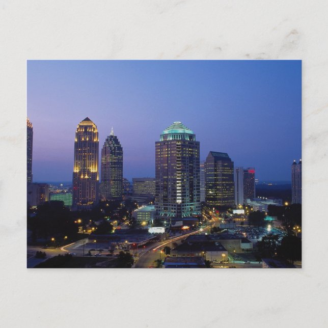 Evening falls over Atlanta, Georgia, U.S.A. Postcard (Front)