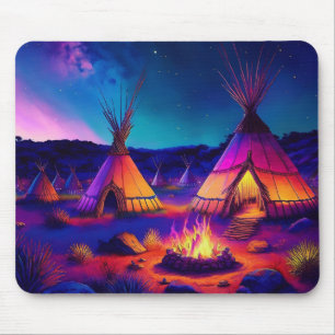 Evening Fire At The Indian Village Mouse Pad