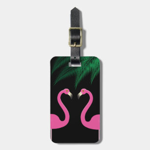 Evening Flamingos and Palm Leaves Luggage Tag