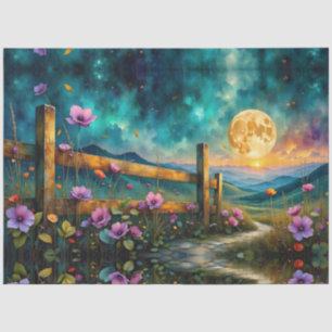Evening Floral and Landscape Lunar Glow Tissue Paper