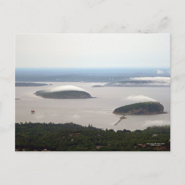 Evening Fog on Bar Harbour Islands Postcard (Front)