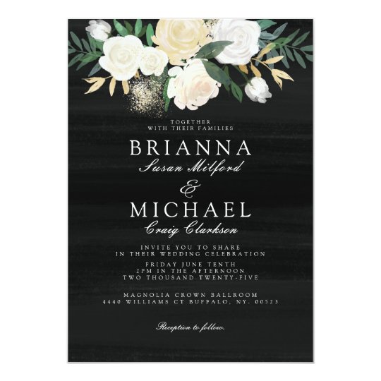 Evening Garden Floral Wedding Invite