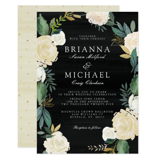 Evening Garden Floral Wedding Invite