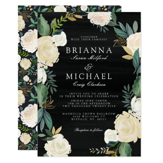 Evening Garden Floral Wedding Invite