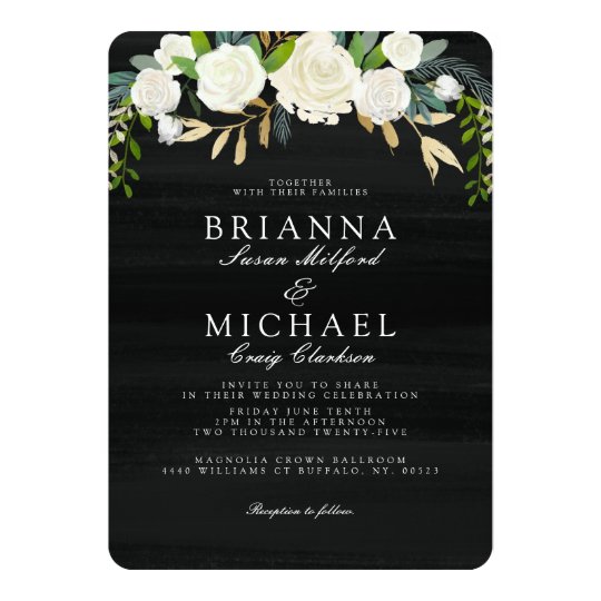 Evening Garden Floral Wedding Invite