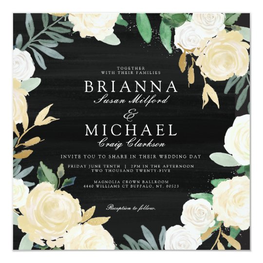 Evening Garden Floral Wedding Invite