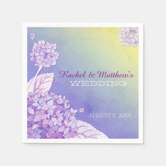 Evening Garden Hydrangeas Ombre Wedding Napkin (Front)