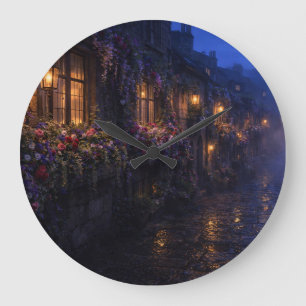 Evening Garden Street Wall Clock