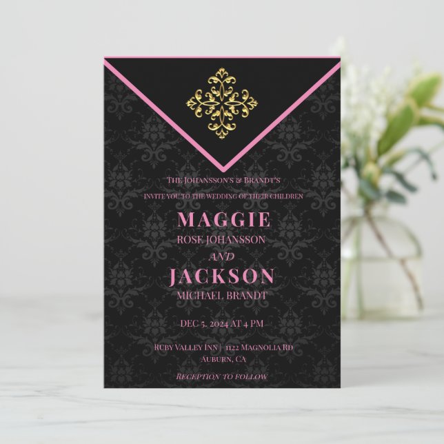 Evening Glam Wedding  Invitation (Standing Front)