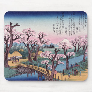 Evening Glow at Koganei Bridge, Ando Hiroshige Mouse Pad