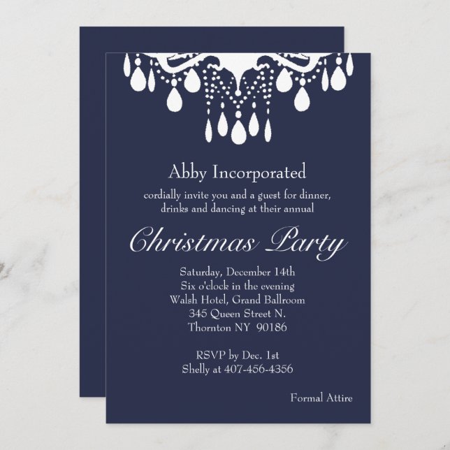 Evening Grand Ballroom Christmas Party Invitation (Front/Back)