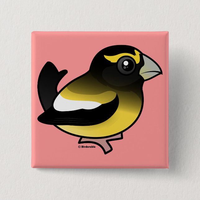 Evening Grosbeak 15 Cm Square Badge (Front)