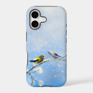Evening Grosbeak Painting - Cute Original Dog Art