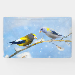 Evening Grosbeak Painting - Cute Original Dog Art Banner