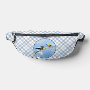 Evening Grosbeak Winter Painting Original Bird Art Bum Bags