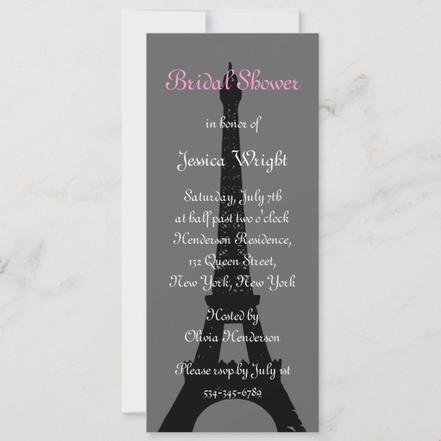 Evening in Paris Bridal Shower Invitation (Front)