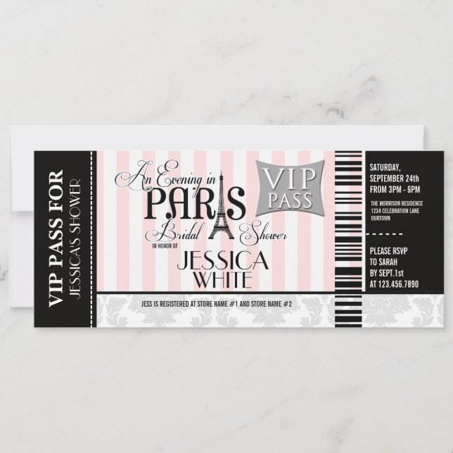 Evening in Paris Bridal Shower Invitations (Front)