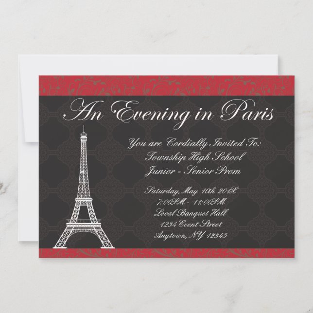 Evening in Paris Theme Prom Invitations (Front)