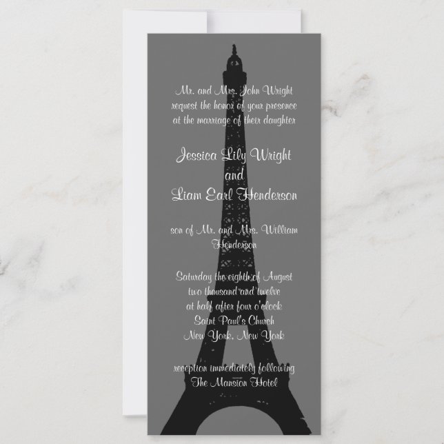 Evening in Paris Wedding Invitation (Front)