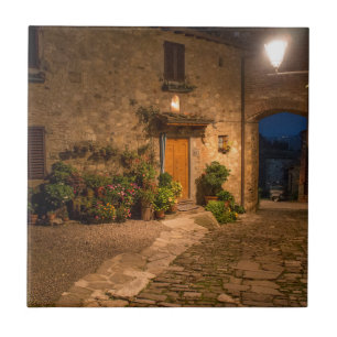Evening in the ancient hillside town ceramic tile