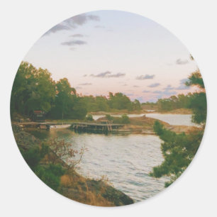 Evening in the swedish archipelago classic round sticker