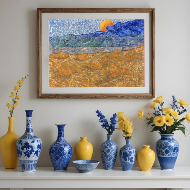 Evening Landscape with Rising Moon by Van Gogh  Poster (Creator Uploaded)