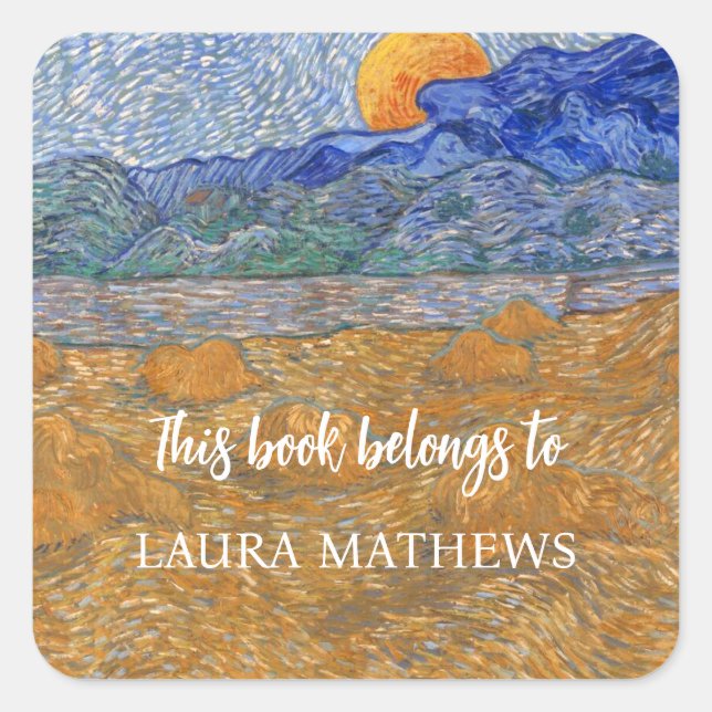 Evening Landscape with Rising Moon by Van Gogh  Square Sticker (Front)