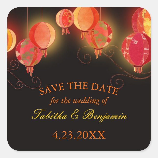 Evening Lantern Garden Wedding Square Sticker (Front)