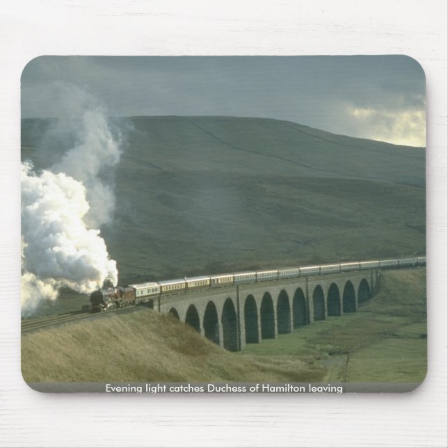 Evening light catches Duchess of Hamilton leaving Mouse Pad (Front)