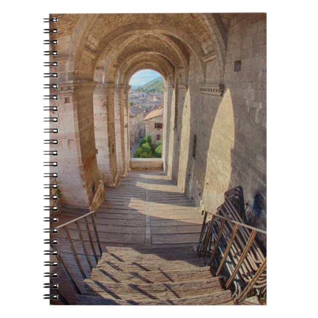 Evening Light on Flower covered Buildings Notebook (Front)