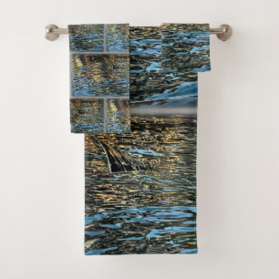 Evening lights on the sea bath towel set