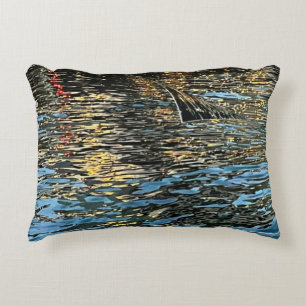 Evening lights on the sea decorative cushion